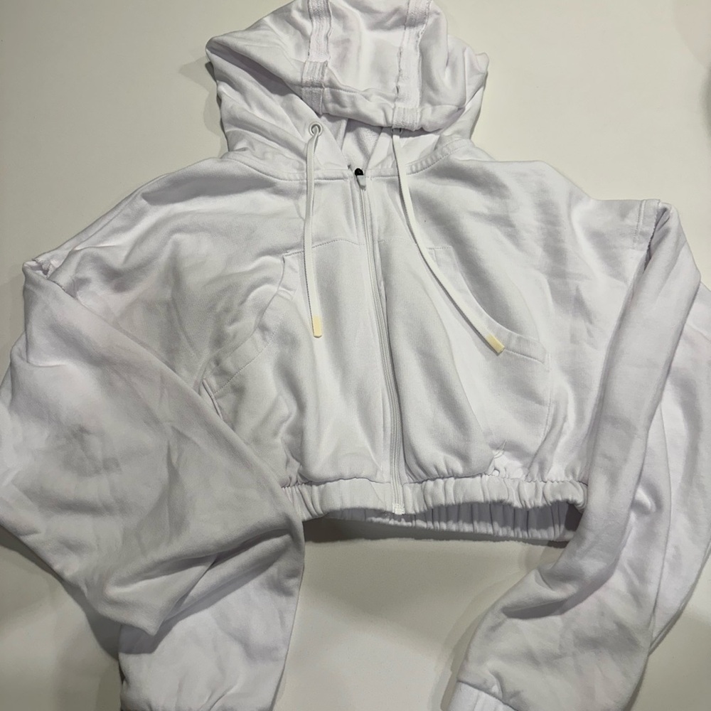 Gymshark White Cropped Hoodie